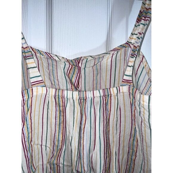 MADEWELL Button-Front Cami Tank Blouse in Textural Cotton Rainbow Stripes - Picture 8 of 11